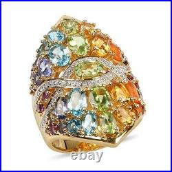 925 Silver 14K Yellow Gold Over White Cubic Zirconia CZ Ring Gifts Size 7 Ct 7.8
