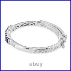 925 Silver AAA Blue Tanzanite Zircon Bangle Cuff Bracelet Gift Size 7.25 Ct 4