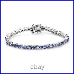 925 Silver Blue Tanzanite Cubic Zirconia CZ Tennis Bracelet Size 6.5 Ct 12.7