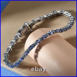 925 Silver Blue Tanzanite Cubic Zirconia CZ Tennis Bracelet Size 6.5 Ct 12.7