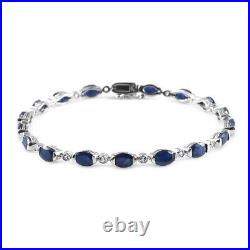 925 Silver Bracelet Sapphire White Cubic Zirconia CZ Size 7.25 Ct 16.5 Gifts