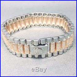 925 Silver Cubic Zircon Rose Gold Gilding Micro Pave Watch Strap Bracelet 1479