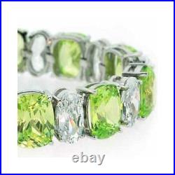 925 Silver Light Green & Clear CZ Chunky Tennis Bracelet