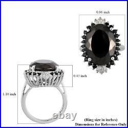 925 Silver Platinum Over Black Karelian Shungite Zircon Ring Gift