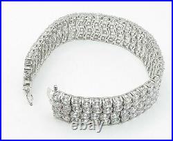 925 Silver Sparkling Round Cut Cubic Zirconia 4 Row Statement Bracelet B4557