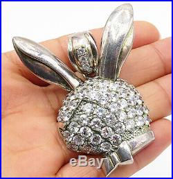 925 Silver Vintage Cubic Zirconia Huge Playboy Bunny Drop Pendant P3798