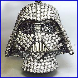 925 Solid Sterling Silver Cubic Zircon Iced-out Darth Vader Head Pendent 736