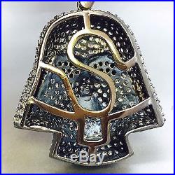 925 Solid Sterling Silver Cubic Zircon Iced-out Darth Vader Head Pendent 736