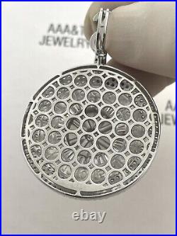925 Solid Sterling Silver Cubic Zirconia 3 D Roulette Pendant
