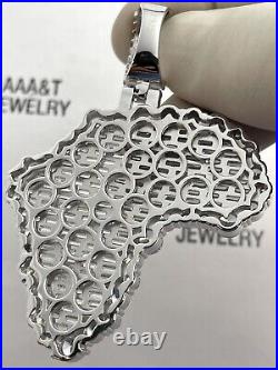 925 Solid Sterling Silver Cubic Zirconia AfRICA MAP Pendant
