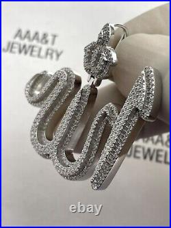 925 Solid Sterling Silver Cubic Zirconia Allah Pendant