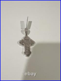 925 Solid Sterling Silver Cubic Zirconia Baguette Cross Pendant