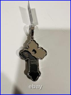 925 Solid Sterling Silver Cubic Zirconia Baguette Cross Pendant
