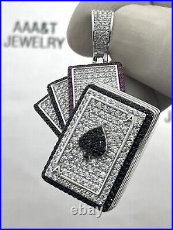 925 Solid Sterling Silver Cubic Zirconia Cards Pendant