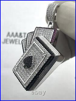 925 Solid Sterling Silver Cubic Zirconia Cards Pendant