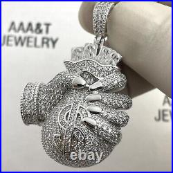 925 Solid Sterling Silver Cubic Zirconia Hand Hold Bag Pendant