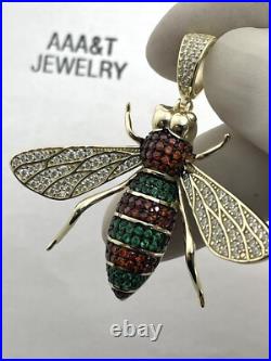 925 Solid Sterling Silver Cubic Zirconia Honey Bee Pendant
