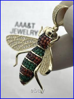 925 Solid Sterling Silver Cubic Zirconia Honey Bee Pendant