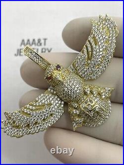 925 Solid Sterling Silver Cubic Zirconia Icy Flying Eagle Pendant