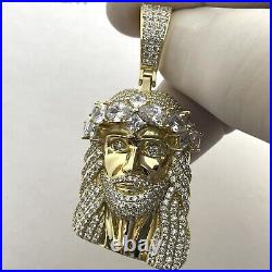 925 Solid Sterling Silver Cubic Zirconia Icy Jesus Pendant