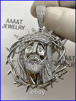 925 Solid Sterling Silver Cubic Zirconia JESUS Pendant