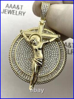 925 Solid Sterling Silver Cubic Zirconia Jesus Baguette Pendant