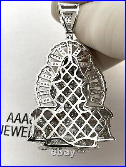 925 Solid Sterling Silver Cubic Zirconia Jesus In a Chair Pendant