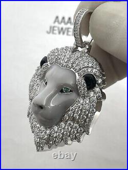 925 Solid Sterling Silver Cubic Zirconia Lion Pendant