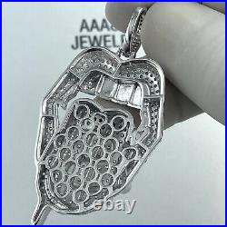 925 Solid Sterling Silver Cubic Zirconia Mouth Lips Pendant