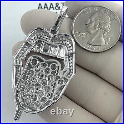 925 Solid Sterling Silver Cubic Zirconia Mouth Lips Pendant