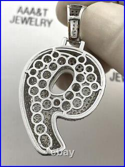 925 Solid Sterling Silver Cubic Zirconia Number 9 Pendant