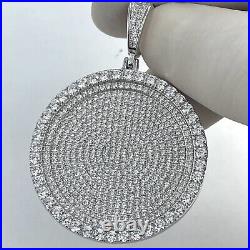 925 Solid Sterling Silver Cubic Zirconia Round Medallion Pendant