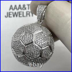 925 Solid Sterling Silver Cubic Zirconia Soccer Ball Pendant