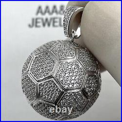 925 Solid Sterling Silver Cubic Zirconia Soccer Ball Pendant