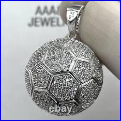 925 Solid Sterling Silver Cubic Zirconia Soccer Ball Pendant