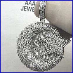 925 Solid Sterling Silver Cubic Zirconia Star Moon Pendant