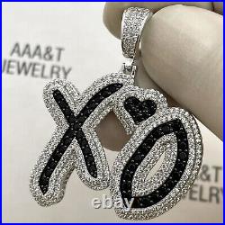 925 Solid Sterling Silver Cubic Zirconia XO Heart Pendant