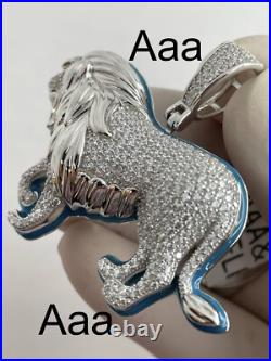 925 Solid Sterling silver Cubic Zirconia LION Pendant