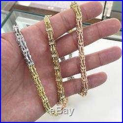 925 Sterling Silver 3 Tone CAGE Chain Gents FULL Cubic Zirconia Stones