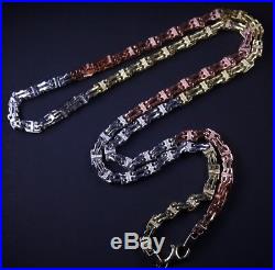 925 Sterling Silver 3 Tone CAGE Chain Gents FULL Cubic Zirconia Stones
