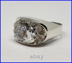 925 Sterling Silver 7.5ctw Cubic Zirconia Large CZ Unique Modern Solitaire Ring