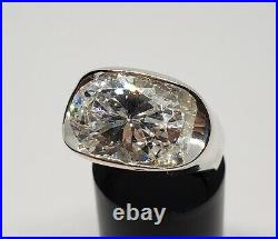 925 Sterling Silver 7.5ctw Cubic Zirconia Large CZ Unique Modern Solitaire Ring