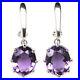 925 Sterling Silver 9 x 11 mm. Purple Amethyst & Cubic Zirconia Earrings