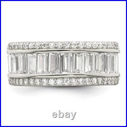 925 Sterling Silver Baguette Round Cubic Zirconia CZ Eternity Ring