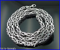 925 Sterling Silver Bali Byzantine Kings Chain Necklace Cubic 5.3 oz heavy
