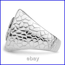 925 Sterling Silver Black Cubic Zirconia CZ Fleur De Lis Flower Mens Ring