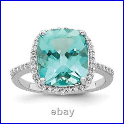 925 Sterling Silver Blue Crystals Cubic Zirconia CZ Halo Round Ring
