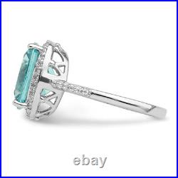 925 Sterling Silver Blue Crystals Cubic Zirconia CZ Halo Round Ring