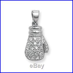 925 Sterling Silver Boxing Glove Pendant Cubic Zirconia 3.70gr Free UK Postage