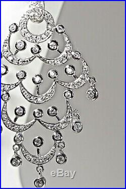 925 Sterling Silver Chandelier Earrings Cubic Zirconia Classic Dangles Rhodium